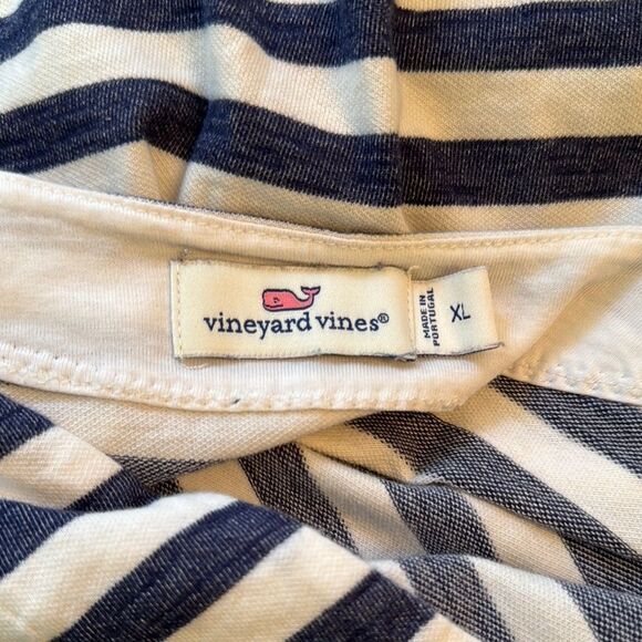 Vineyard Vines Classic Navy and White Striped V-Neck Tee - Picture 5 of 6